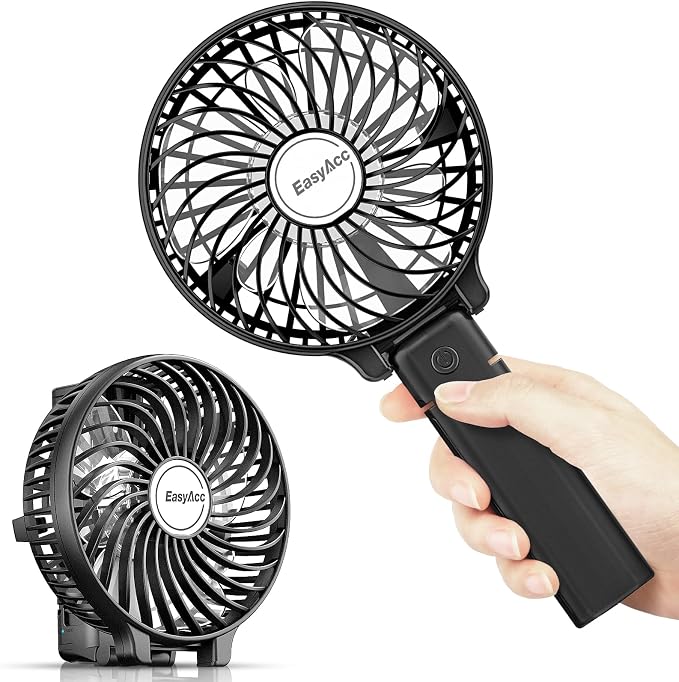 Mini Handheld Fan, Portable Fan Small USB Desk Fan Personal Hand Fan 3 Speed 10H Working Hours Rechargeable Battery Cooling