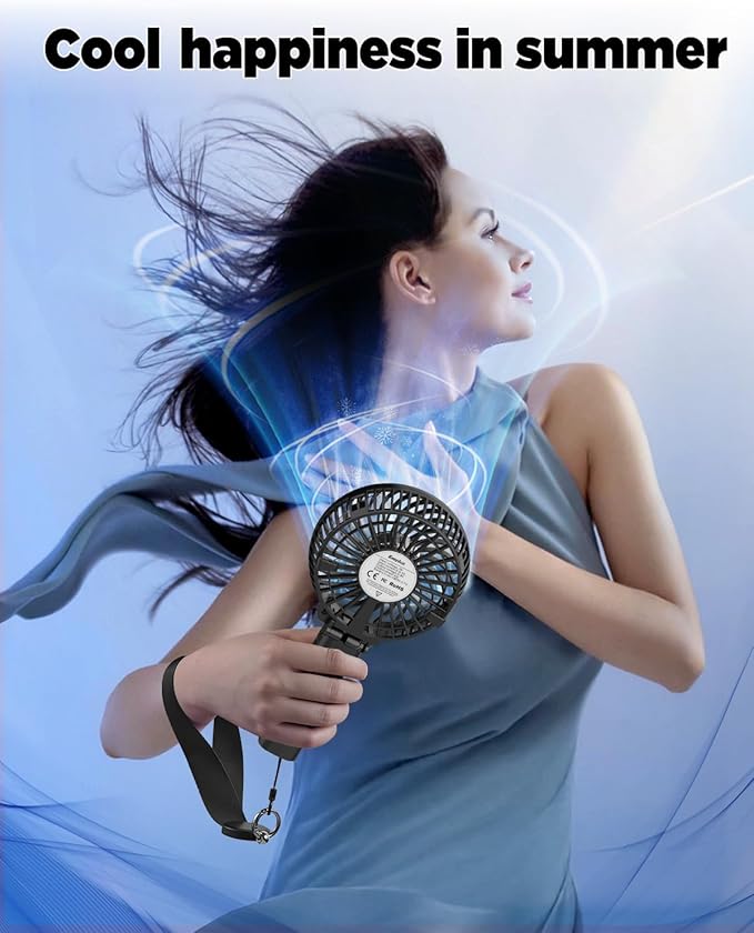 Mini Handheld Fan, Portable Fan Small USB Desk Fan Personal Hand Fan 3 Speed 10H Working Hours Rechargeable Battery Cooling
