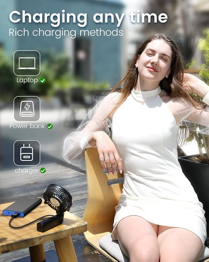 Mini Handheld Fan, Portable Fan Small USB Desk Fan Personal Hand Fan 3 Speed 10H Working Hours Rechargeable Battery Cooling