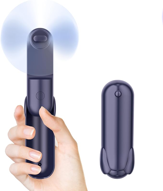 Mini Handheld Fan, Portable Hand Fan with USB Rechargeable, 2000 mAh Battery Operated, 3 Speeds Adjustable, product image