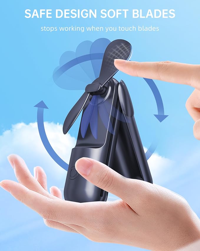 Mini Handheld Fan, Portable Hand Fan with USB Rechargeable, 2000 mAh Battery Operated, 3 Speeds Adjustable, alternate product