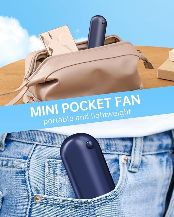 Mini Handheld Fan, Portable Hand Fan with USB Rechargeable, 2000 mAh Battery Operated, 3 Speeds Adjustable, alternate product