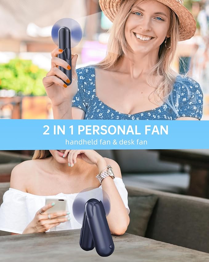 Mini Handheld Fan, Portable Hand Fan with USB Rechargeable, 2000 mAh Battery Operated, 3 Speeds Adjustable, alternate product