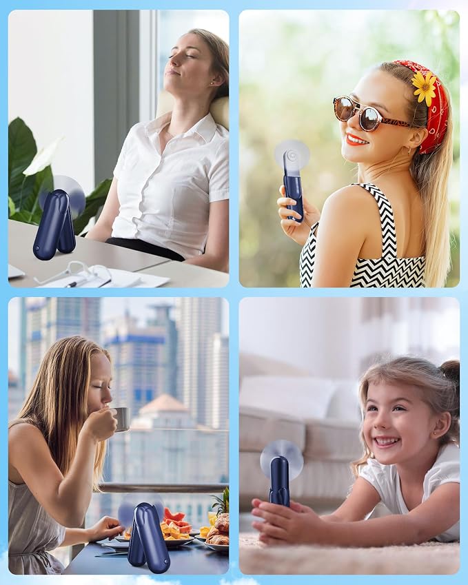 Mini Handheld Fan, Portable Hand Fan with USB Rechargeable, 2000 mAh Battery Operated, 3 Speeds Adjustable, alternate product