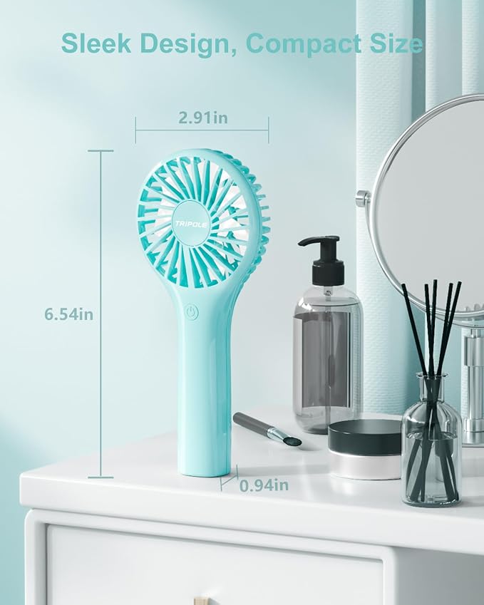Mini Handheld Fan Portable Personal Fan with 3 Speed, Powerful Little Battery Hand Held Fan for Travel Trip Outdoor Concerts
