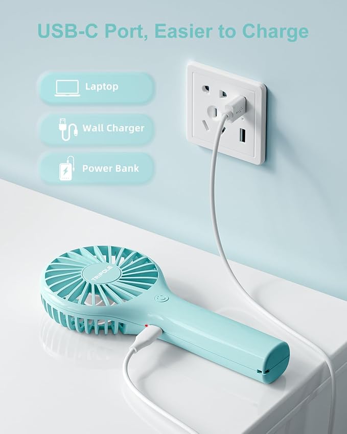 Mini Handheld Fan Portable Personal Fan with 3 Speed, Powerful Little Battery Hand Held Fan for Travel Trip Outdoor Concerts