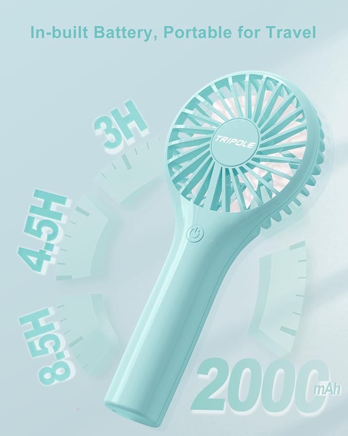 Mini Handheld Fan Portable Personal Fan with 3 Speed, Powerful Little Battery Hand Held Fan for Travel Trip Outdoor Concerts