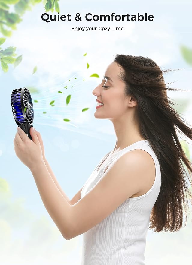 Mini Handheld Fan, Portable Rechargeable Fans, Quiet 4 Speed, 2in1 Battery Operated USB Desk Fan, Small Folding Stand