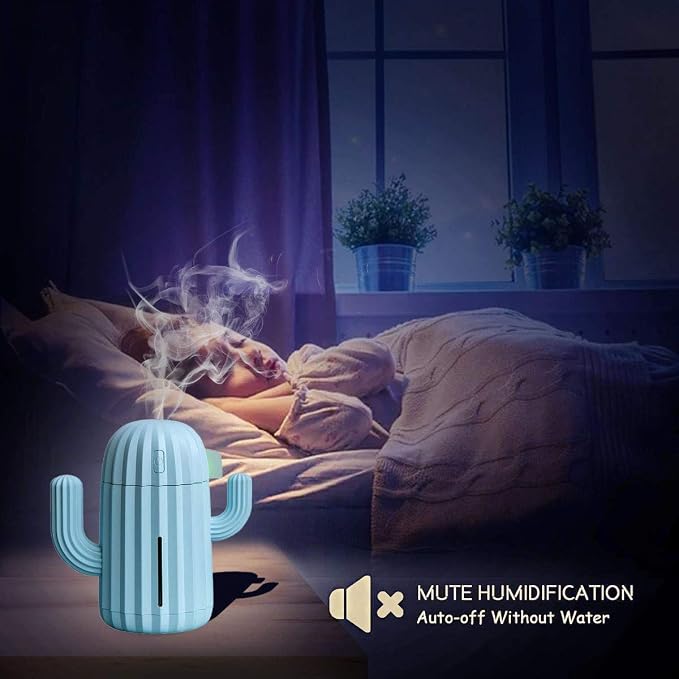 Mini Humidifier Single Room Humidifiers with Night Light Portable Cactus Air humidifier for for Yoga, Office, spa, alternate