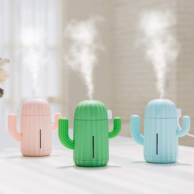 Mini Humidifier Single Room Humidifiers with Night Light Portable Cactus Air humidifier for for Yoga, Office, spa, alternate
