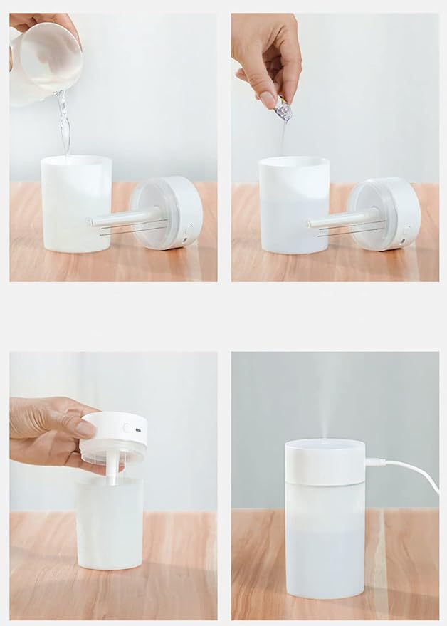 Mini Humidifier, USB Power Supply, Suitable for Study Room, Bedroom, Baby Room, Office, Car, With 7 Color LED, Air