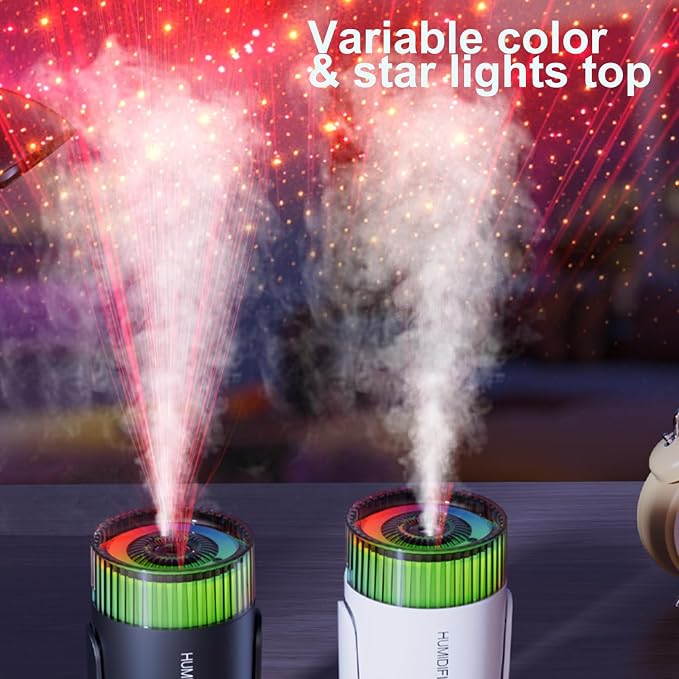 Mini Humidifier with LED Starry Sky Projector, 2 Mist Modes, Silent Operation, USB Powered (black), alternate product view 6