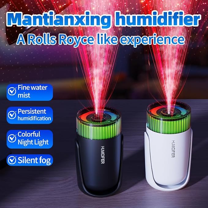 Mini Humidifier with LED Starry Sky Projector, 2 Mist Modes, Silent Operation, USB Powered (black), alternate product view 7