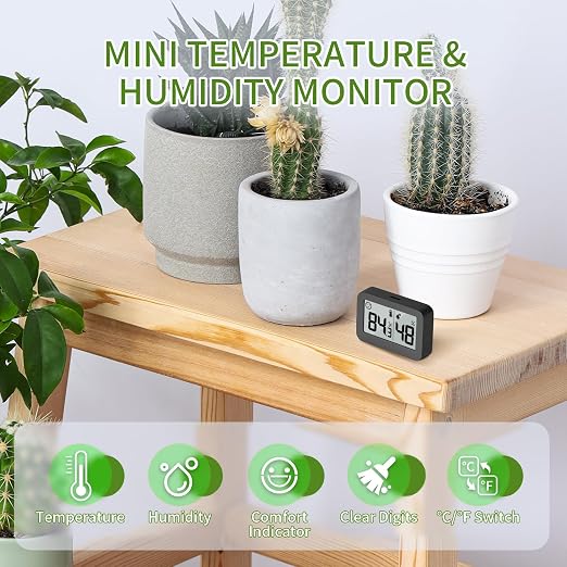 Mini Hygrometer Indoor Thermometer, Humidity Gauge with °C/°F Switch, Humidity Meter Digital Temperature Monitor for