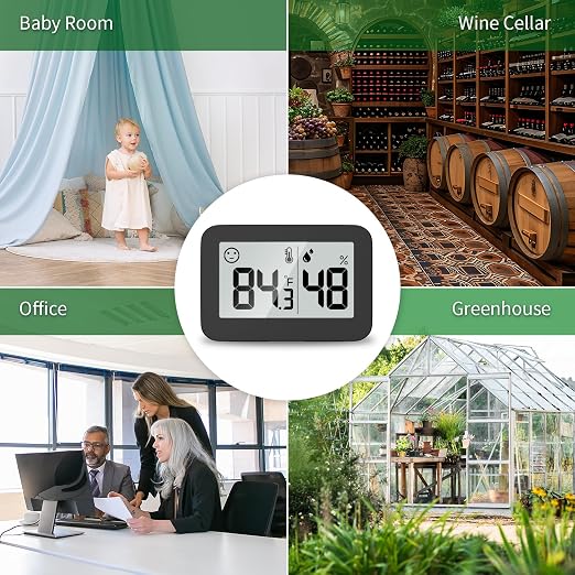 Mini Hygrometer Indoor Thermometer, Humidity Gauge with °C/°F Switch, Humidity Meter Digital Temperature Monitor for