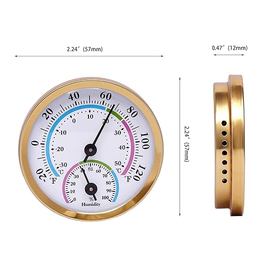 Mini Indoor Thermometer Hygrometer Analog 2 in 1 Temperature Humidity Monitor Gauge for Home, Room, Outdoor, Offices