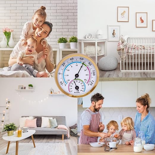 Mini Indoor Thermometer Hygrometer Analog 2 in 1 Temperature Humidity Monitor Gauge for Home, Room, Outdoor, Offices