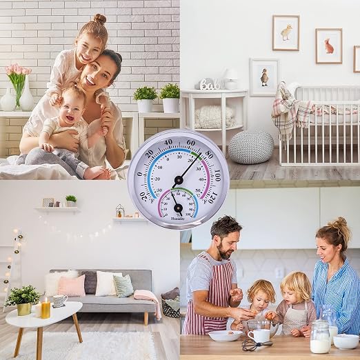 Mini Indoor Thermometer Hygrometer Analog 2 in 1 Temperature Humidity Monitor Gauge for Home, Room, Outdoor, Offices