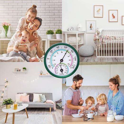 Mini Indoor Thermometer Hygrometer Analog 2 in 1 Temperature Humidity Monitor Gauge for Home, Room, Outdoor, Offices