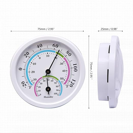 Mini Indoor Thermometer Hygrometer Analog 2 in 1 Temperature Humidity Monitor Gauge for Home, Room, Outdoor, Offices