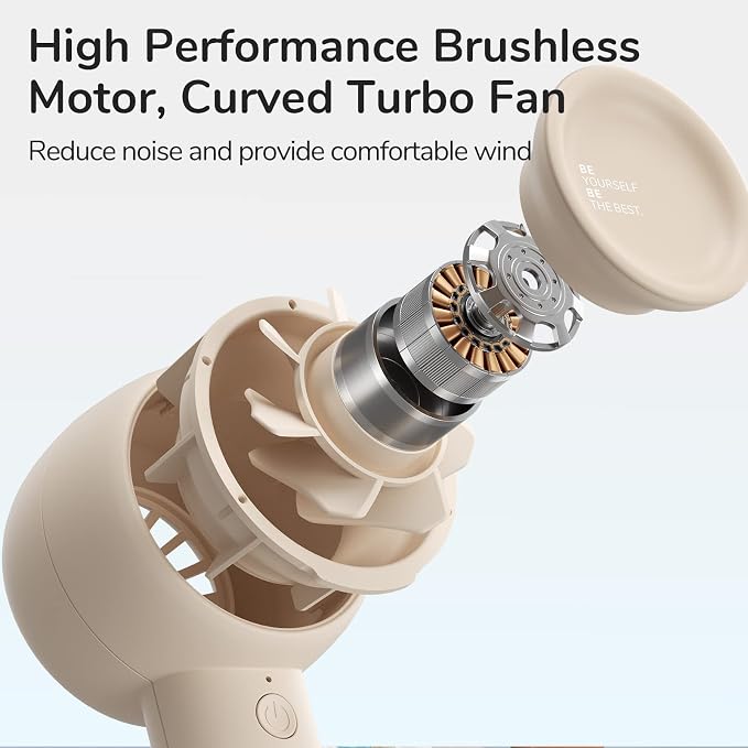 Mini Portable Fan-Bladeless Safe Design, Powerful Turbo Handheld Fan with 5 Speeds, 16Hrs Max Cooling Time, USB, alternate