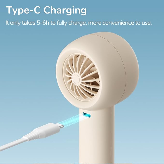 Mini Portable Fan-Bladeless Safe Design, Powerful Turbo Handheld Fan with 5 Speeds, 16Hrs Max Cooling Time, USB, alternate