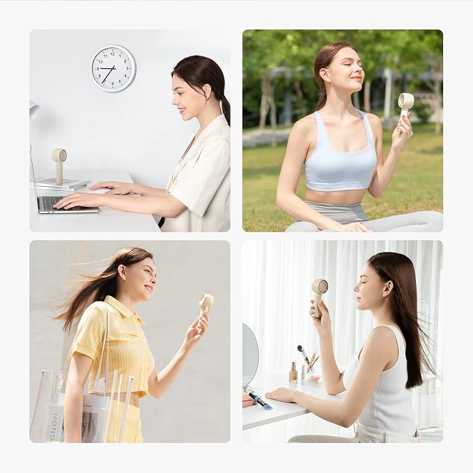 Mini Portable Fan-Bladeless Safe Design, Powerful Turbo Handheld Fan with 5 Speeds, 16Hrs Max Cooling Time, USB, alternate