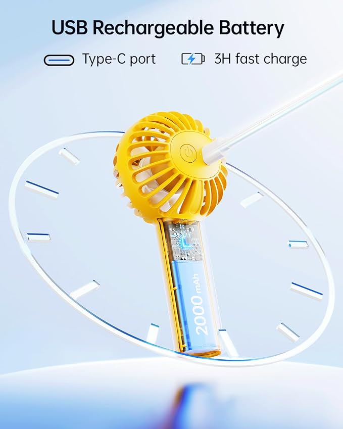 Mini Portable Fan - Rechargeable Handheld Fan, 3 Speeds Personal Small Hand Gifts for Travel Essentials, Lash, alternate view