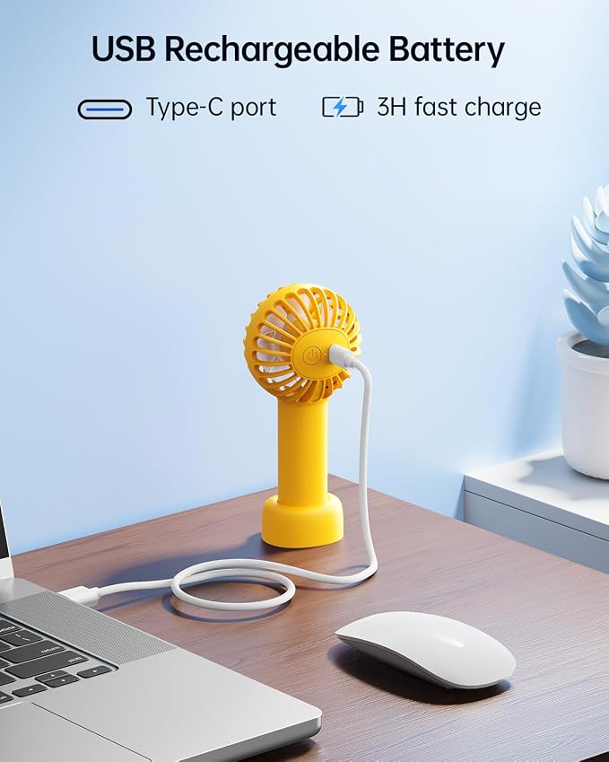 Mini Portable Fan - Rechargeable Handheld Fan, 3 Speeds Personal Small Hand Gifts for Travel Essentials, Lash, alternate view