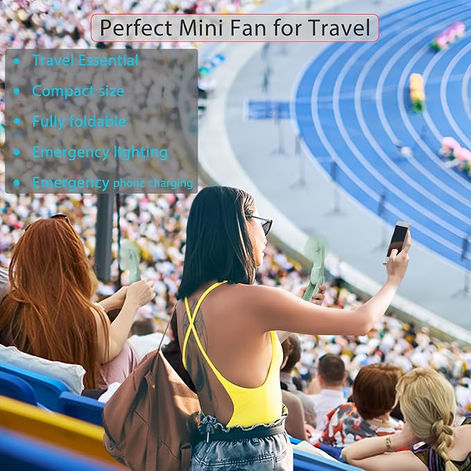 Mini Portable Fan Rechargeable Handheld Fan 3000mAh Battery 3 Speed Quiet Personal Fan, 6 IN 1 Bullet Shape with Flashlight