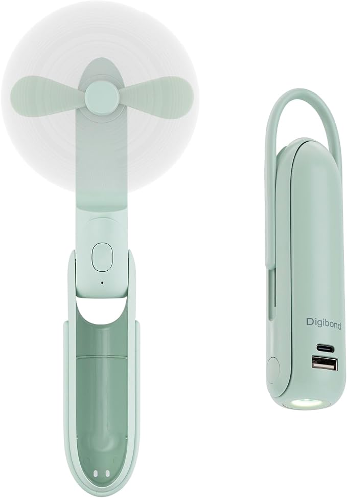 Mini Portable Fan Rechargeable Handheld Fan 3000mAh Battery 3 Speed Quiet Personal Fan, 6 IN 1 Bullet Shape with Flashlight