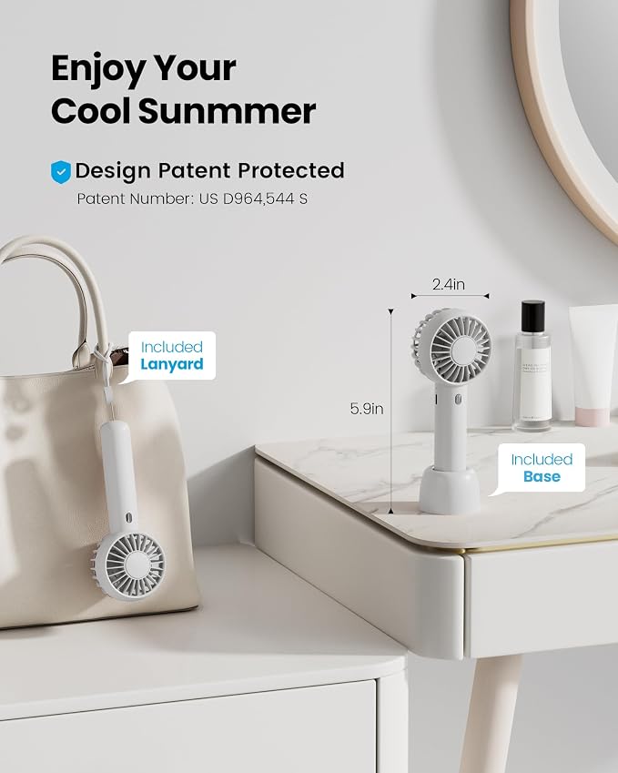 Mini Portable Fan, Small and Powerful, Cute Design 3 Speed Personal Handheld fan and Desktop with Base, Lightweight USB