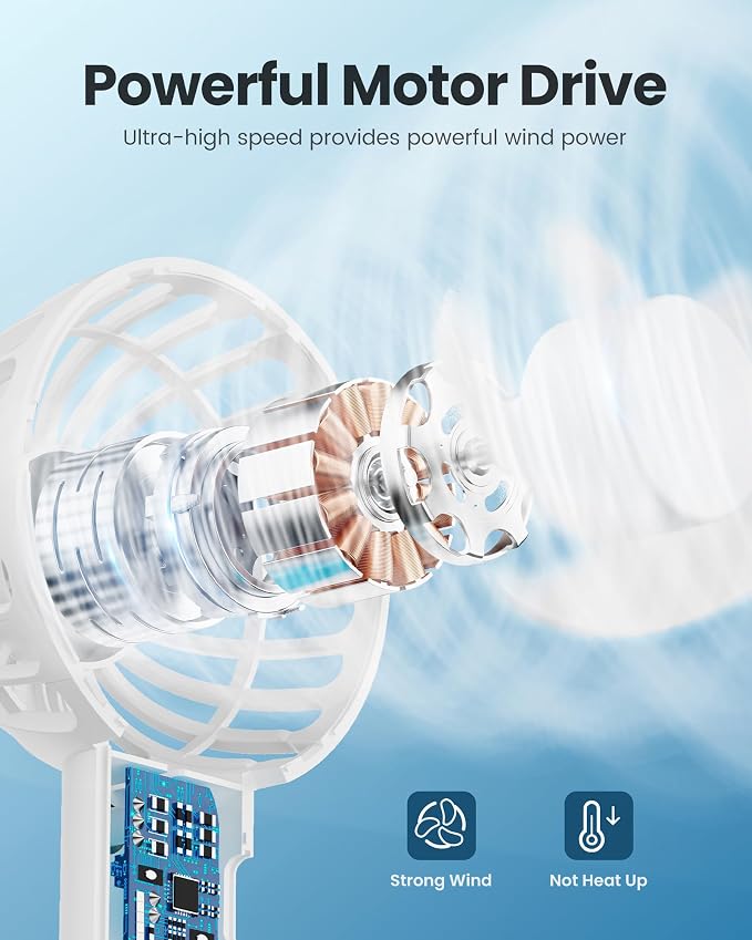 Mini Portable Fan, Small and Powerful, Cute Design 3 Speed Personal Handheld fan and Desktop with Base, Lightweight USB
