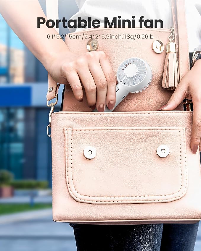 Mini Portable Fan, Small and Powerful, Cute Design 3 Speed Personal Handheld fan and Desktop with Base, Lightweight USB