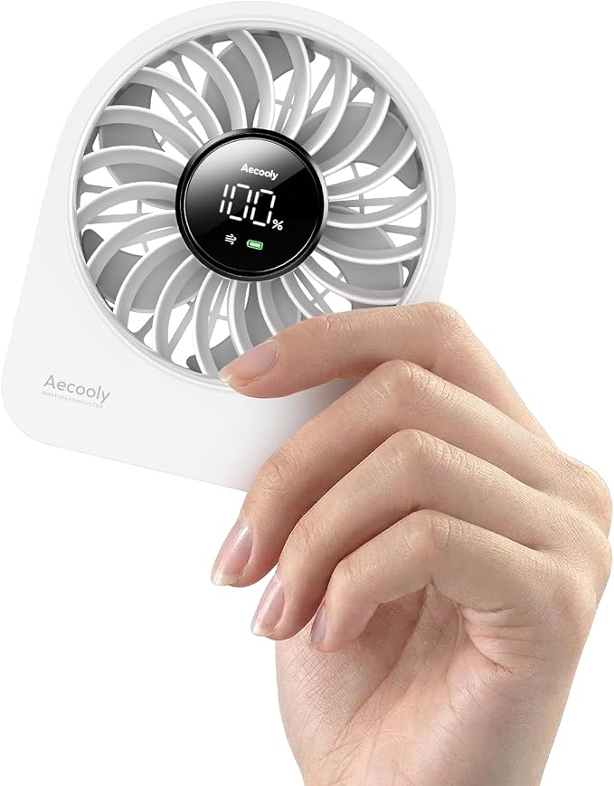 Mini Portable Fan, Small Enough to Hold USB Desk Fan, 4 Speeds Quiet Rechargeable [11H Max Cooling Time], 180° Adjustable