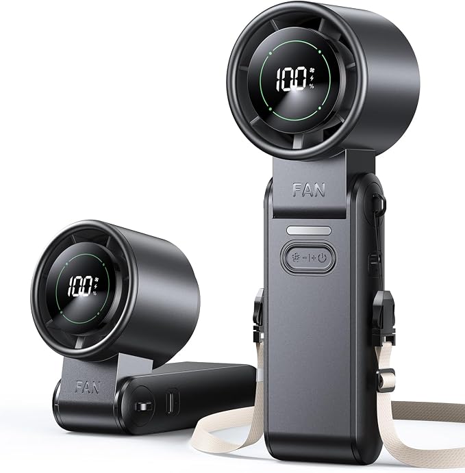 Mini Portable Handheld Fan, USB Rechargeable Personal Cooling Fan with Turbo Airflow, 100 Speeds, 120° Rotation, LED Display