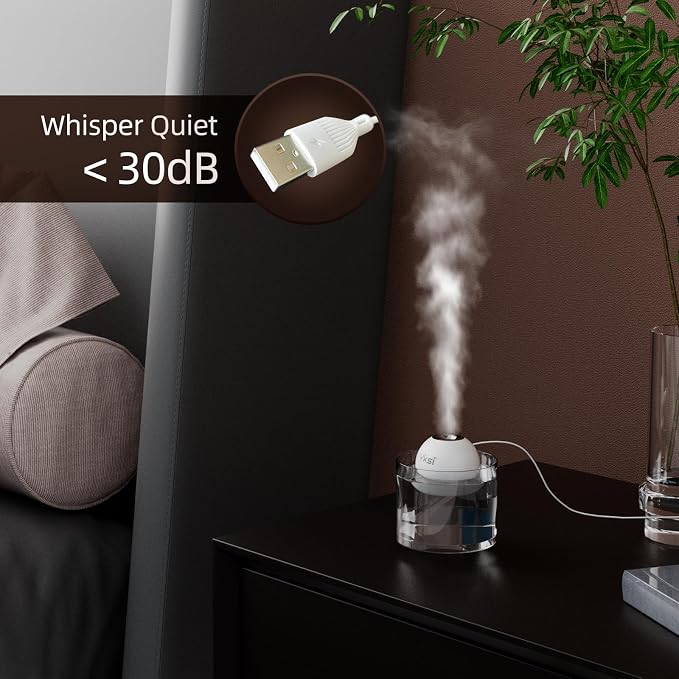 Mini Portable Humidifiers - Personal Desktop Humidifier for Travel Office Bedroom Plants with Auto Shutoff, Easy to Fill and