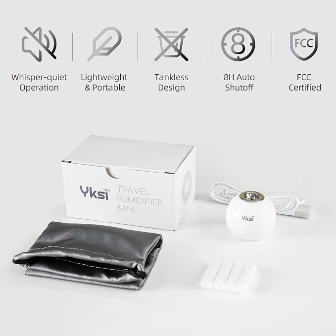 Mini Portable Humidifiers - Personal Desktop Humidifier for Travel Office Bedroom Plants with Auto Shutoff, Easy to Fill and