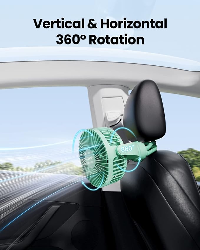 Mini Portable Stroller Fan, Battery Operated Small Clip on, Detachable 3 Speed Rechargeable, 360° Rotate, alternate view 6