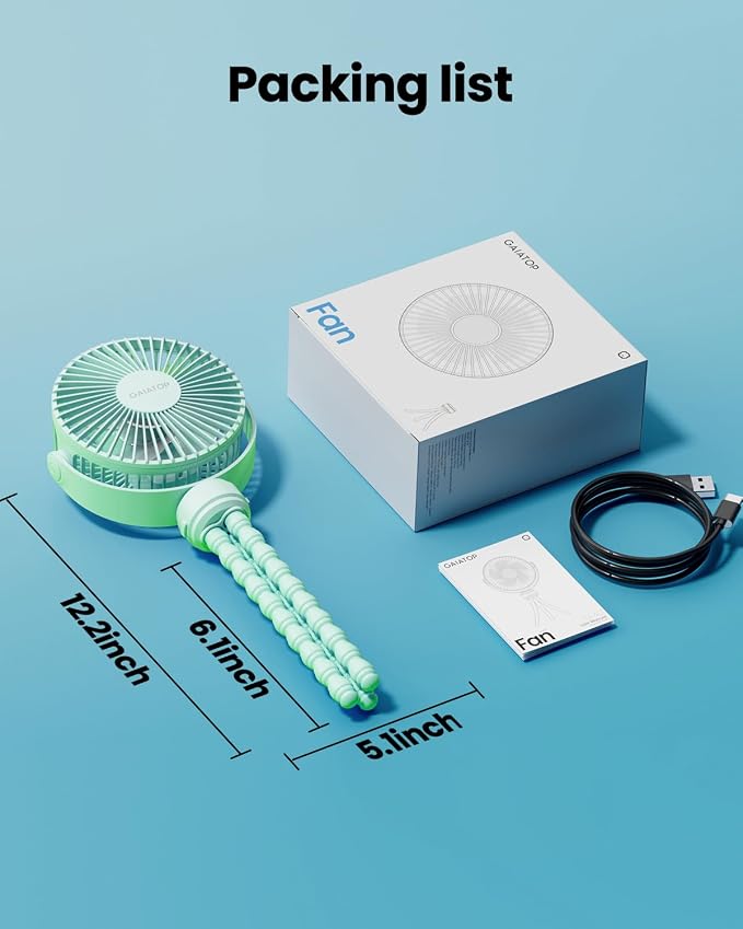 Mini Portable Stroller Fan, Battery Operated Small Clip on, Detachable 3 Speed Rechargeable, 360° Rotate, alternate view 7