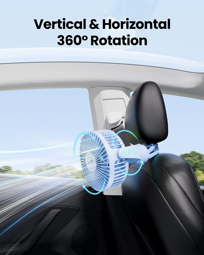 Mini Portable Stroller Fan, Battery Operated Small Clip on, Detachable 3 Speed Rechargeable, 360° Rotate, alternate view 6