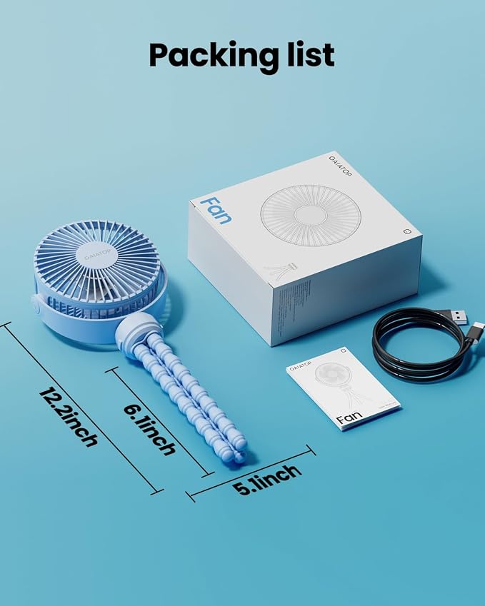 Mini Portable Stroller Fan, Battery Operated Small Clip on, Detachable 3 Speed Rechargeable, 360° Rotate, alternate view 7