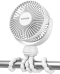 Mini Portable Stroller Fan, Battery Operated Small Clip on, Detachable 3 Speed Rechargeable, 360° Rotate