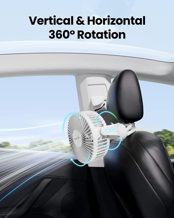 Mini Portable Stroller Fan, Battery Operated Small Clip on, Detachable 3 Speed Rechargeable, 360° Rotate, alternate view 6