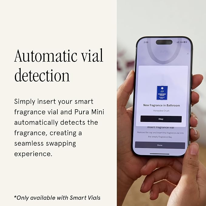 Mini Smart Fragrance Diffuser for Small Spaces Adjustable Smart Home Device with LED Light & Automatic Vial Detection