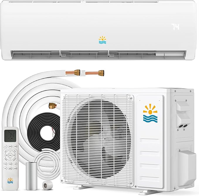 Mini Split AC/Heating System - 11500 BTU Ductless Heat Pump Inverter Heating and Cooling, 17 SEER2 110V/115V Energy Efficient