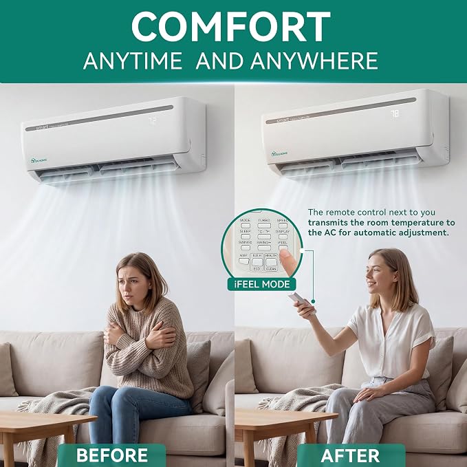 Mini Split AC/Heating System, 12000 BTU Ductless Mini Split Air Conditioner Heat Pump, alternate product view 7