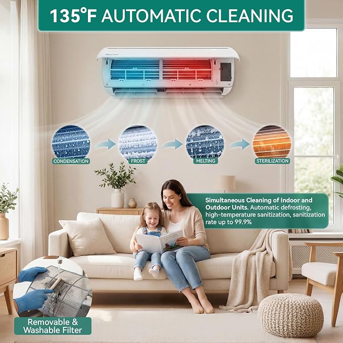 Mini Split AC/Heating System, 12000 BTU Ductless Mini Split Air Conditioner Heat Pump, alternate product view 8
