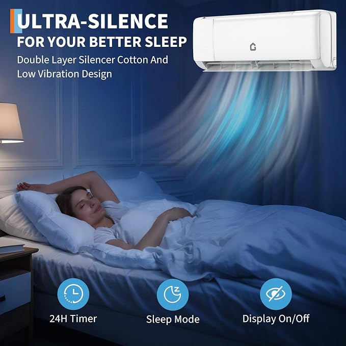 Mini Split Ac/Heating System - 12000 BTU Ductless Mini Split Air Conditioner with Heat Pump, alternate product view 5