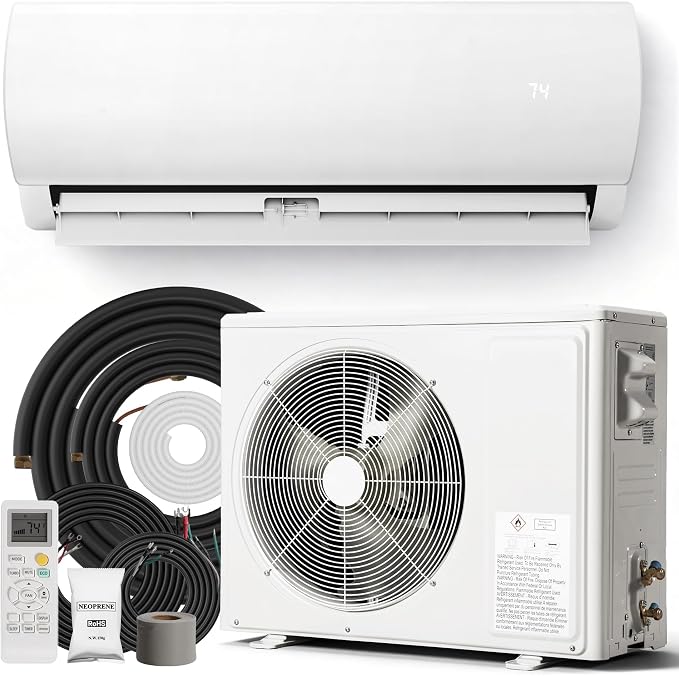 Mini Split Ac/Heating System - 12000 BTU Mini Split Air Conditioner with Heat Pump, 19 SEER2 230V Energy Efficient AC Unit Up